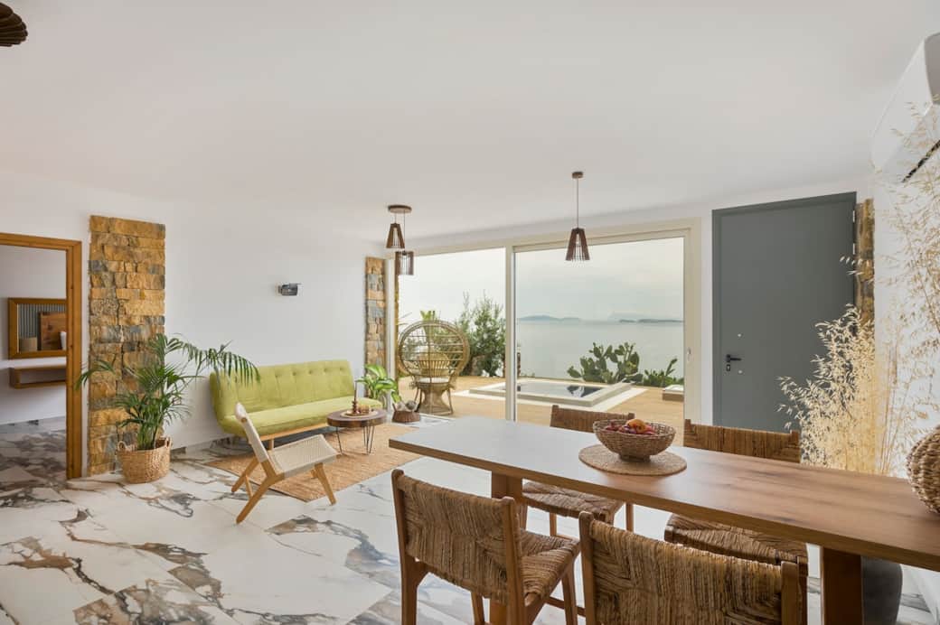 The dining space blends with the living room and terrace The dining space blends with the living room and terrace