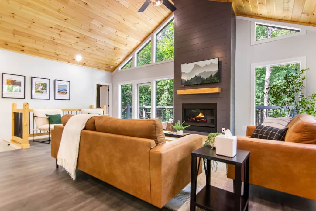Main Level Living Room with Smart TV and Gas Fireplace