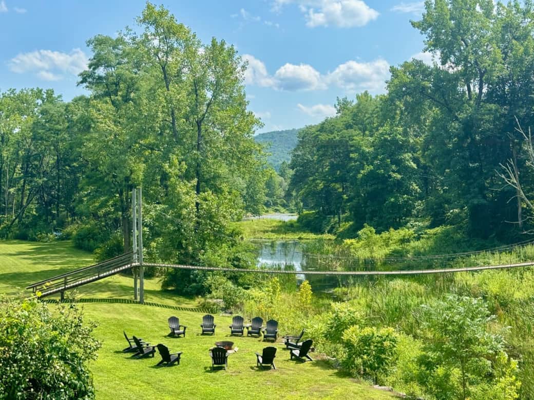 Bridge and outdoor firepit
