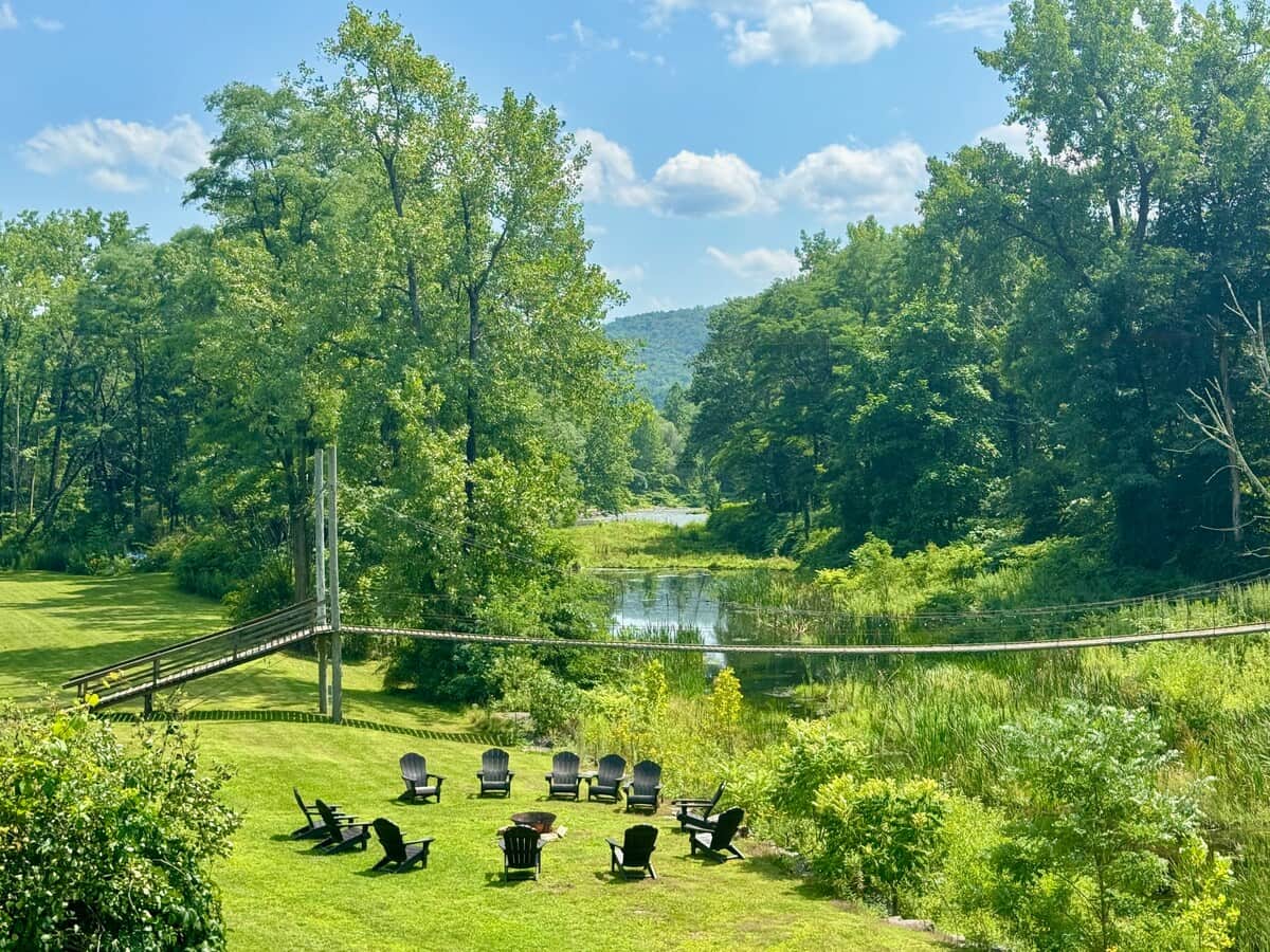 Bridge and outdoor firepit