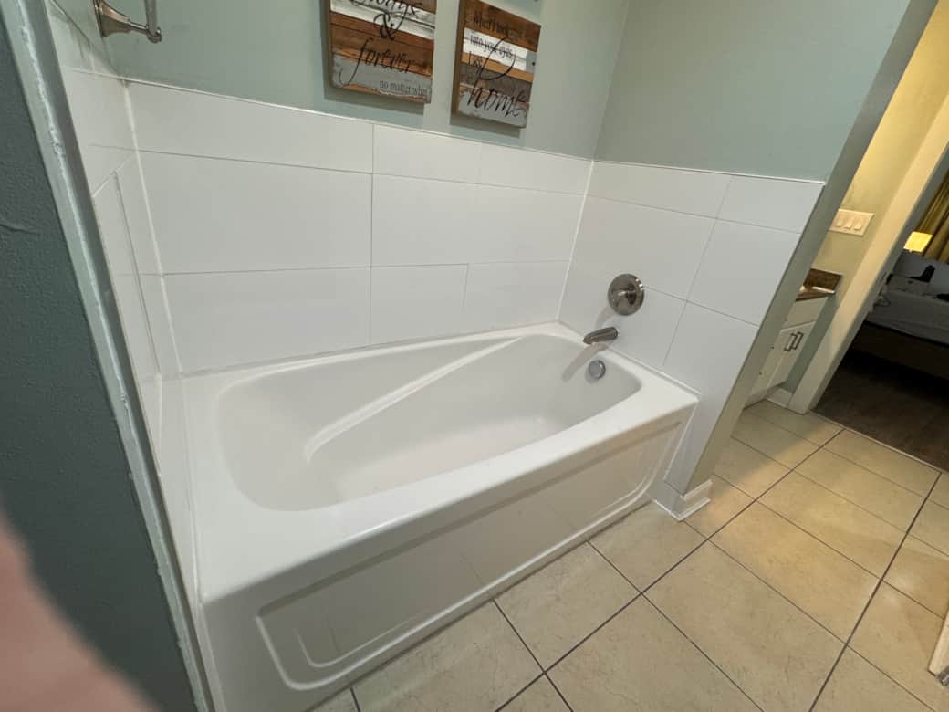 New master bath tub tile surround