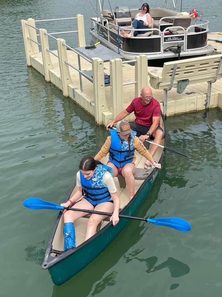 Family Ranch Activities Fun with canoes on Lake Godstone near Graford Texas