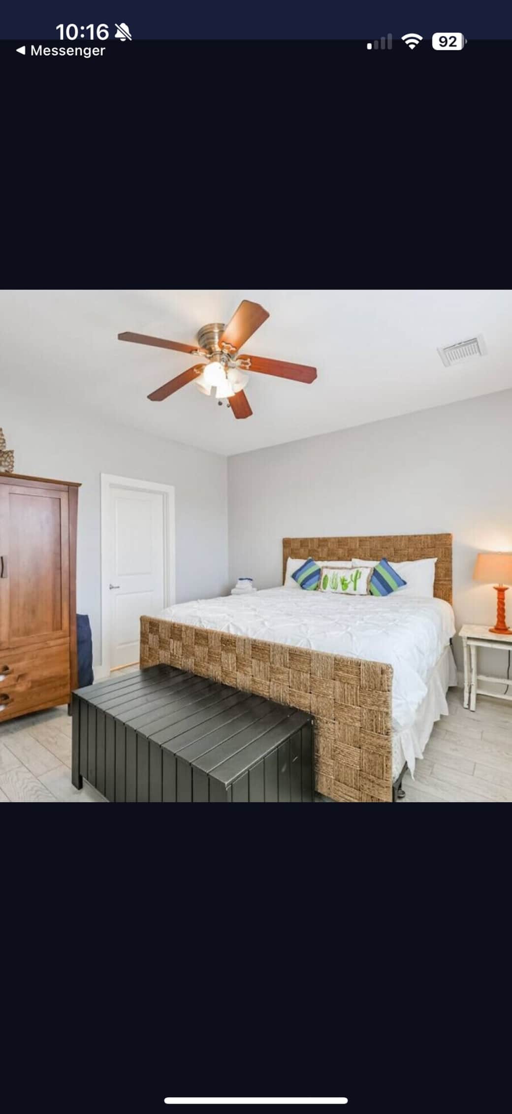 Comfortable king sized bed in master Comfortable king sized bed in master
