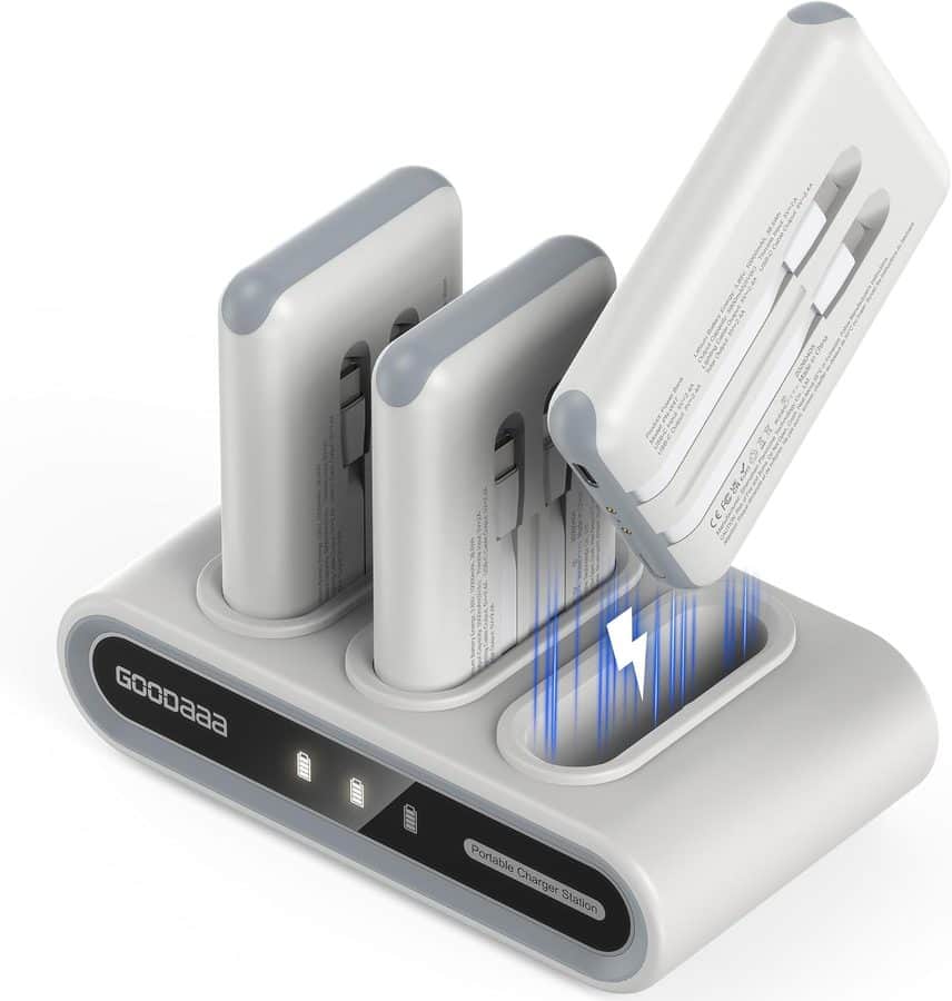 Portable charger three-pack with charging station