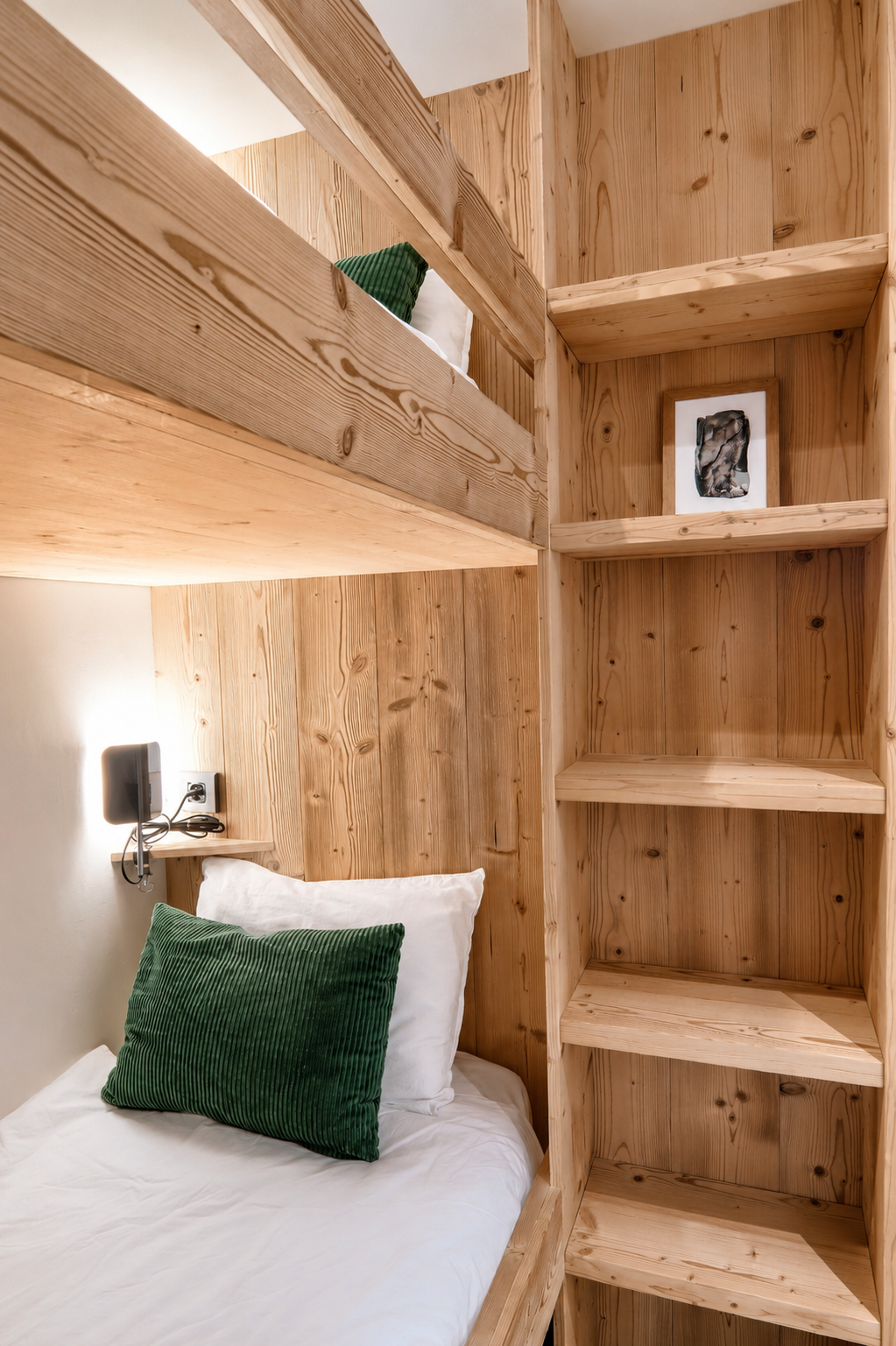 A cozy sleeping nook located in the entrance area, furnished with two bunk beds.