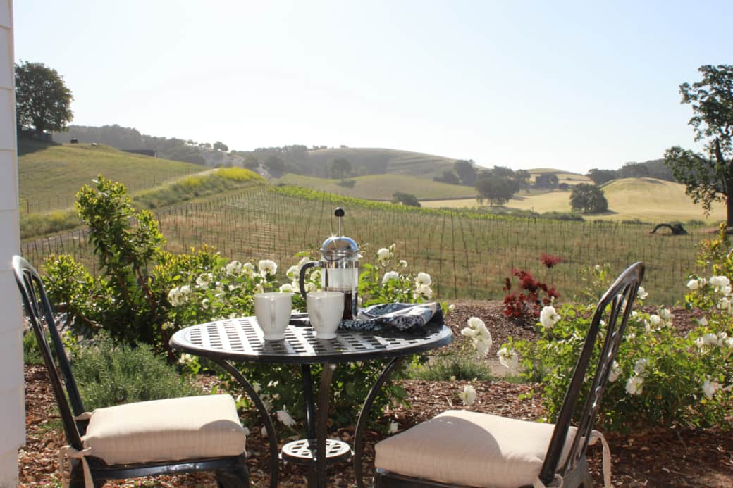 Morning coffee over looking the vineyards