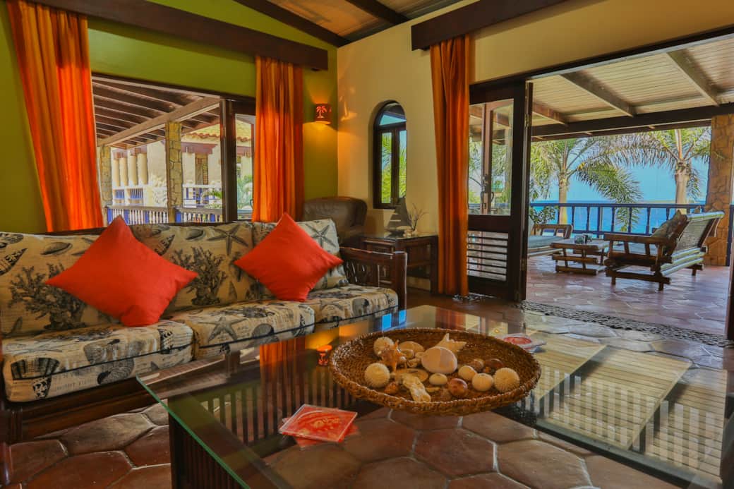 The Breakfast Patio, with the Caribbean Sea in the background