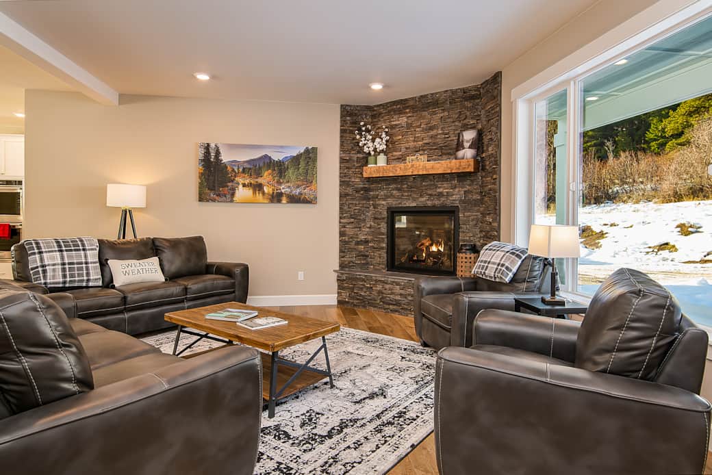 living room with cozy gas fireplace