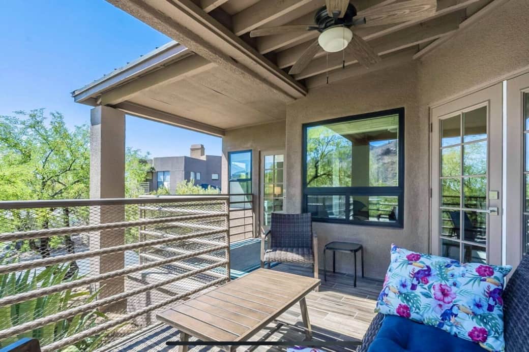 Beautiful outdoor patio space provides a relaxing view and a spot to unwind. 