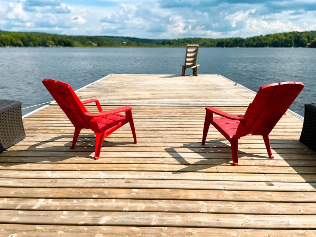 Sip coffee and have a conversation on this beautiful huge dock