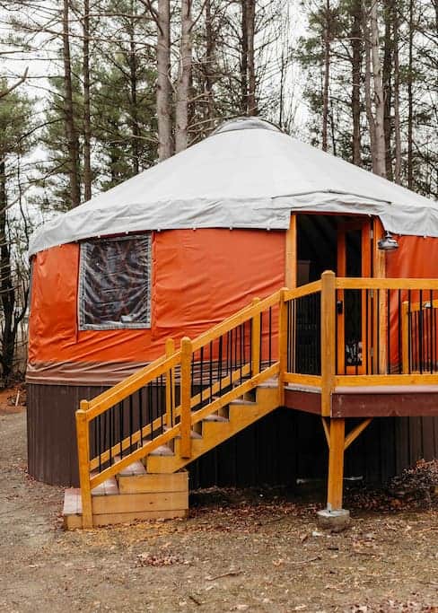 24’ Colorado Yurt Co with French Doors and deck surrounded by Mother Nature 