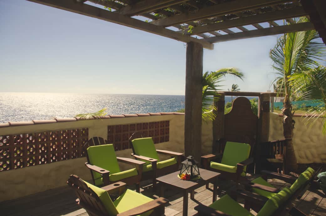 The Breakfast Patio, with the Caribbean Sea in the background