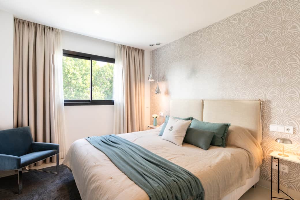 Cozy master bedroom with soft tones