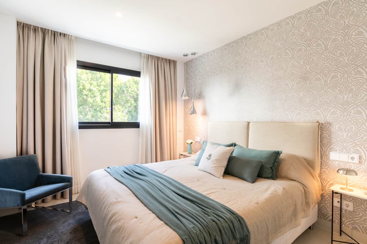 Cozy master bedroom with soft tones