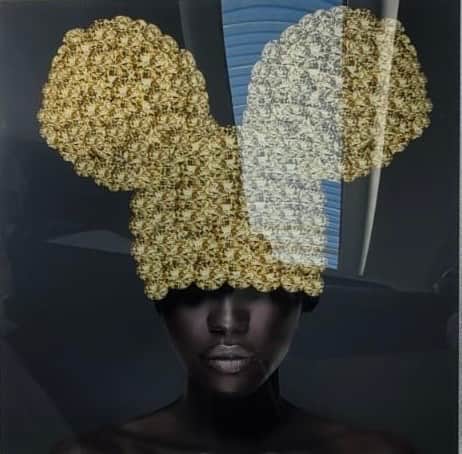 Inverted face street-art portrait litho — AZULIS curated wall