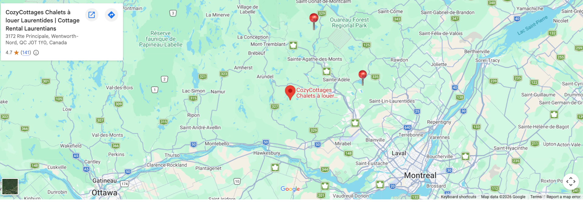 CozyCottages Location Map