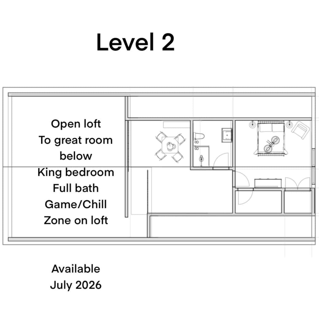 Loft w/king bedroom, full bath- upstairs