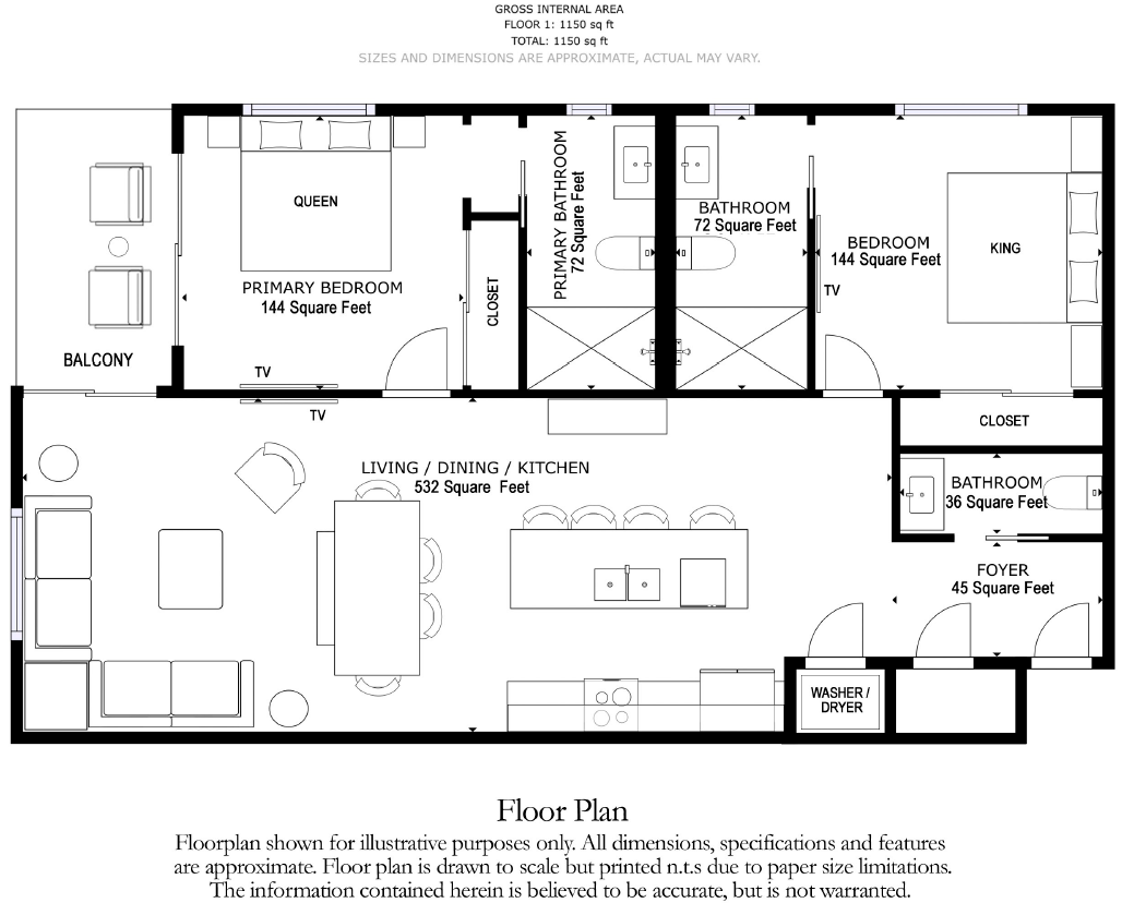 Layout of the unit 201, with this detailed floor plan. Your home away from home awaits you!