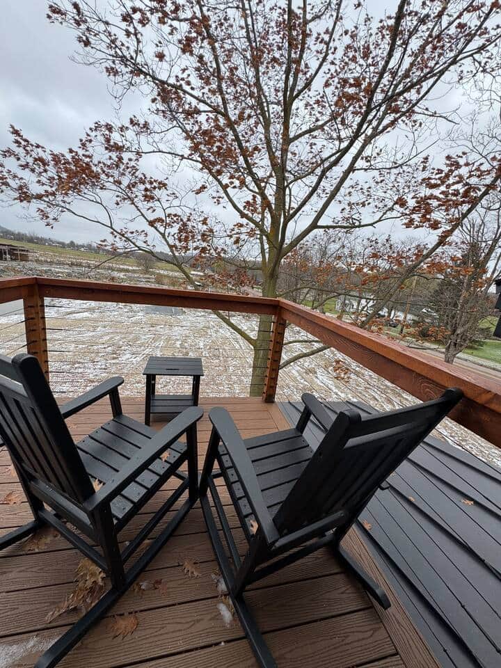 The Carriage House Suite private balcony perfect for morning coffee or stargazing at night.