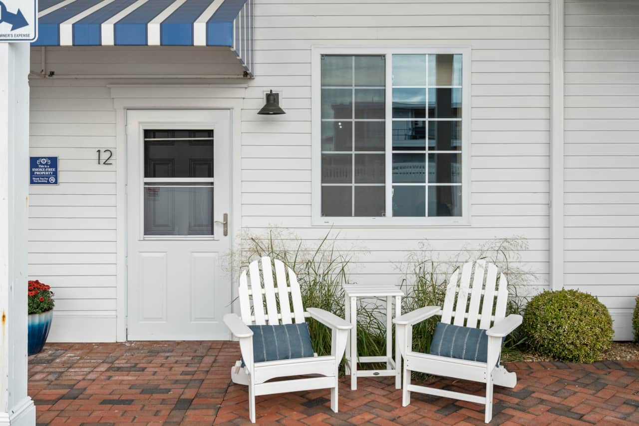 Patio outside your room! Seating for two with parking access directly outside your room!