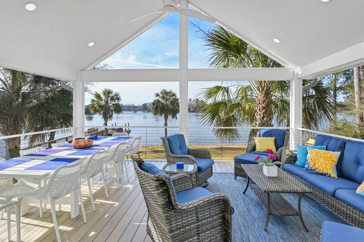 Screened-in porch: dining for 10 plus lounging area