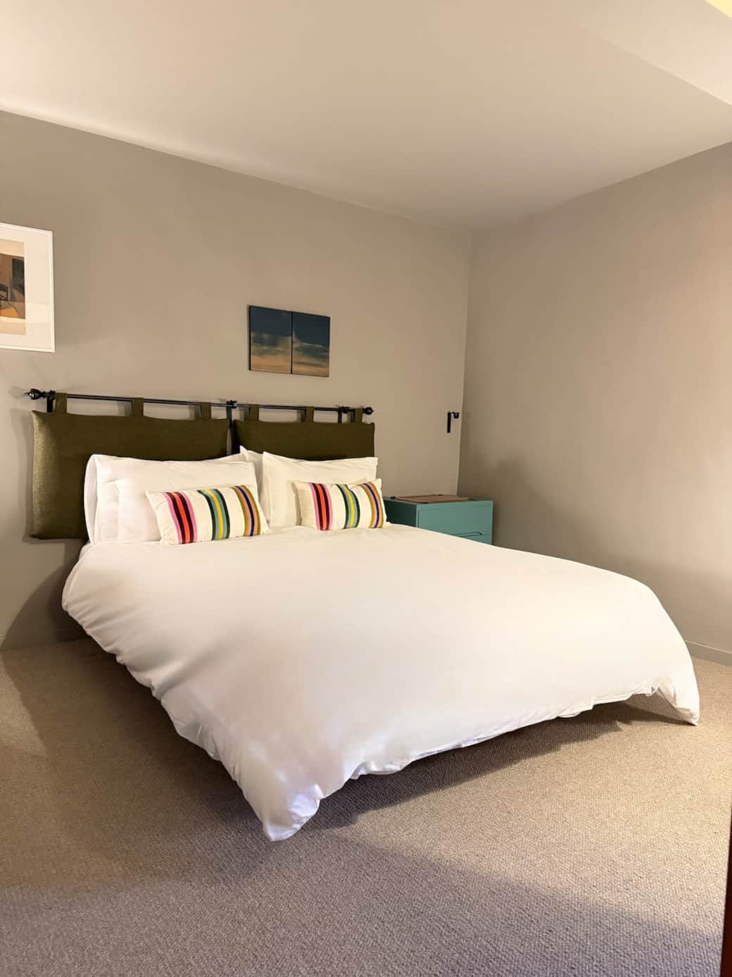 This bedroom can be arranged with the two single beds joined with a kingsize double bed mattress topper.  Guests can opt for this arrangement if requested  a week prior to their stay.
