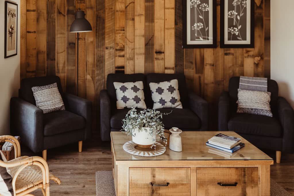 Cosy lounge room area with heating