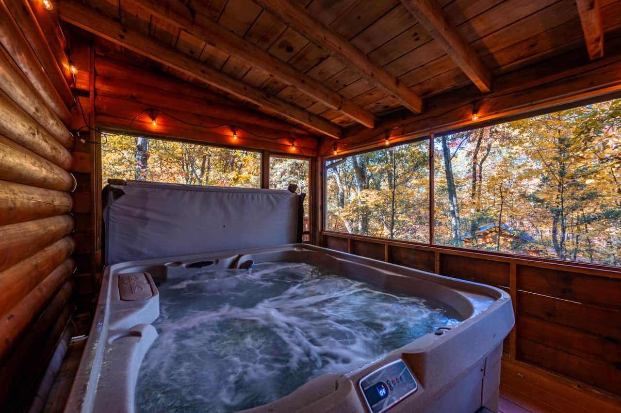 Relax in the hot tub any time of year!