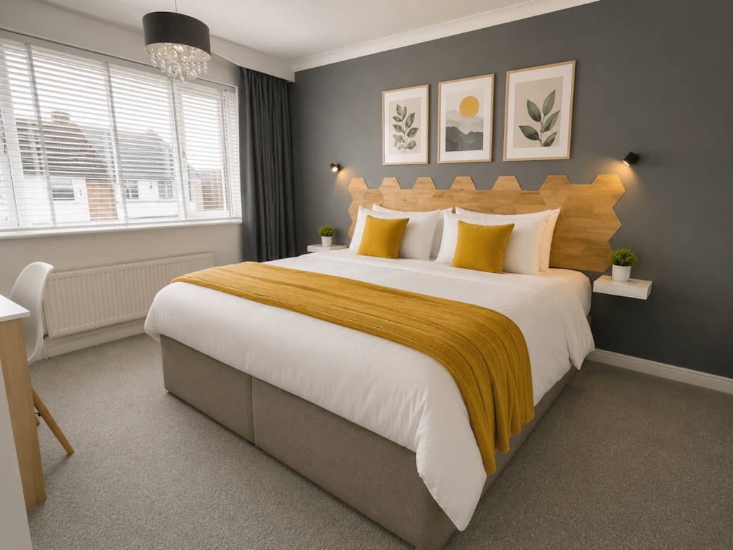 Room 2 set up as a superking. It can also be set up with twin beds.