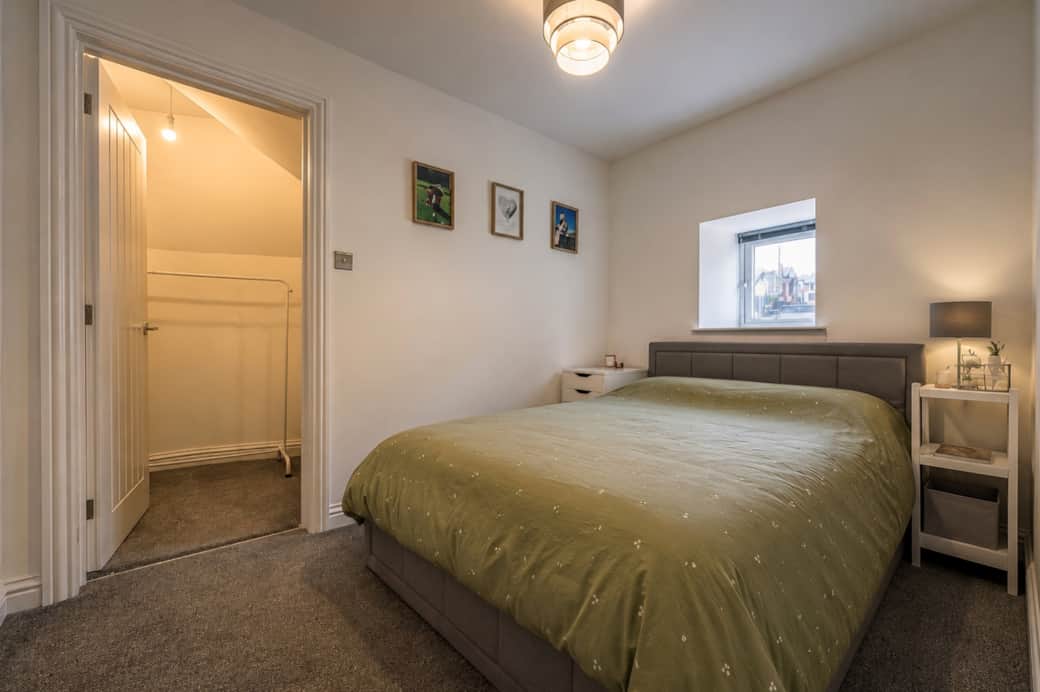 Bedroom 1 with Double bed and walk in wardrobe 