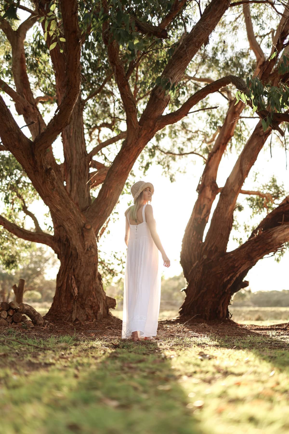 White Dress At Sunset