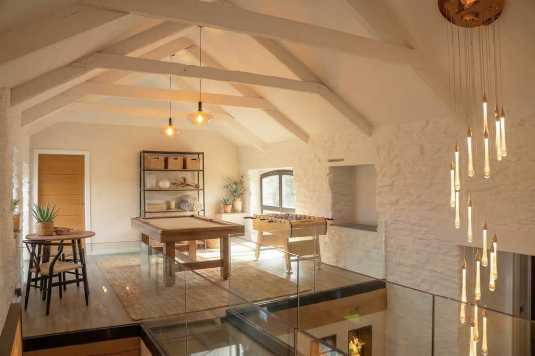 Actual photo of the room with CGI furnishings added to show the intended finished interior. All furniture, styling and layouts shown are the real items being installed as part of the current fit-out, due for completion July 2026.