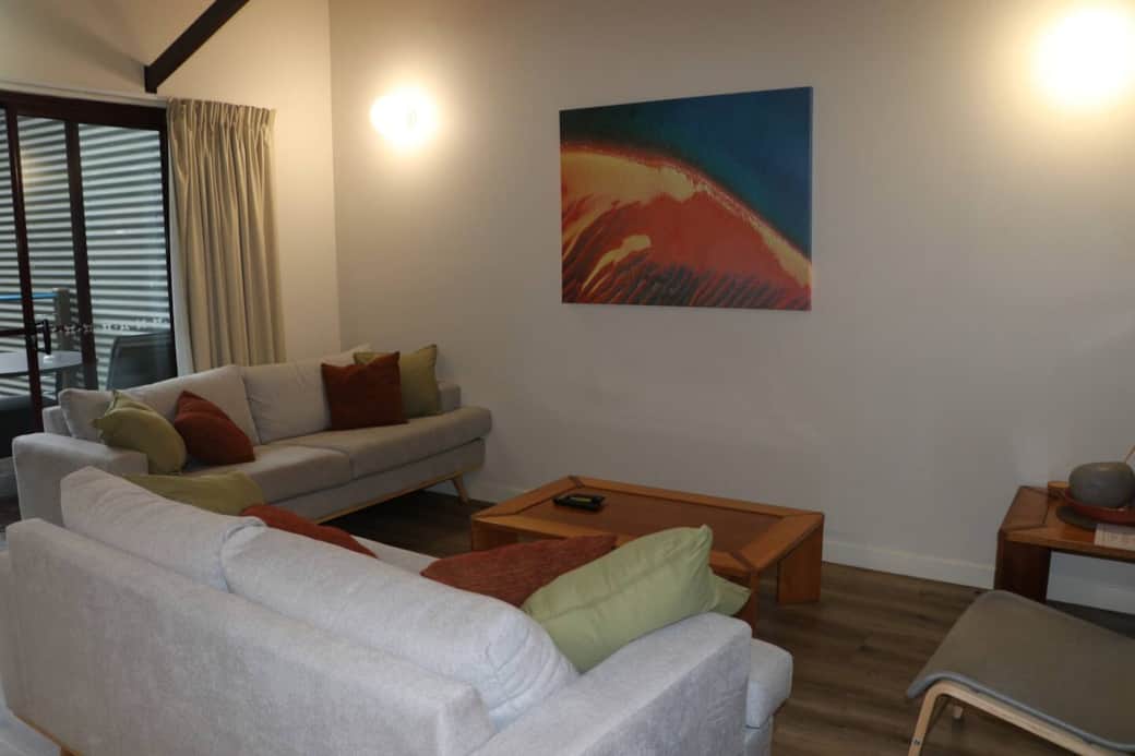 Lounge room with modern new furnishings. Opens to double deck with outdoor dining and relaxing.