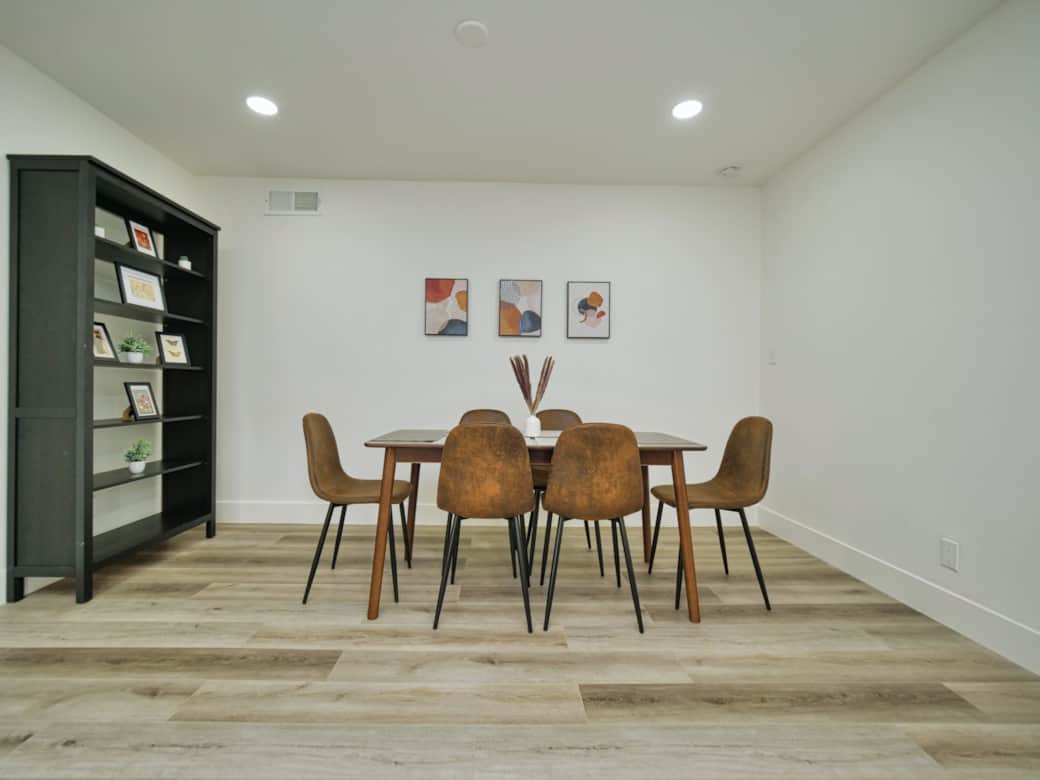 The dining area is the perfect spot to gather with friends and family.