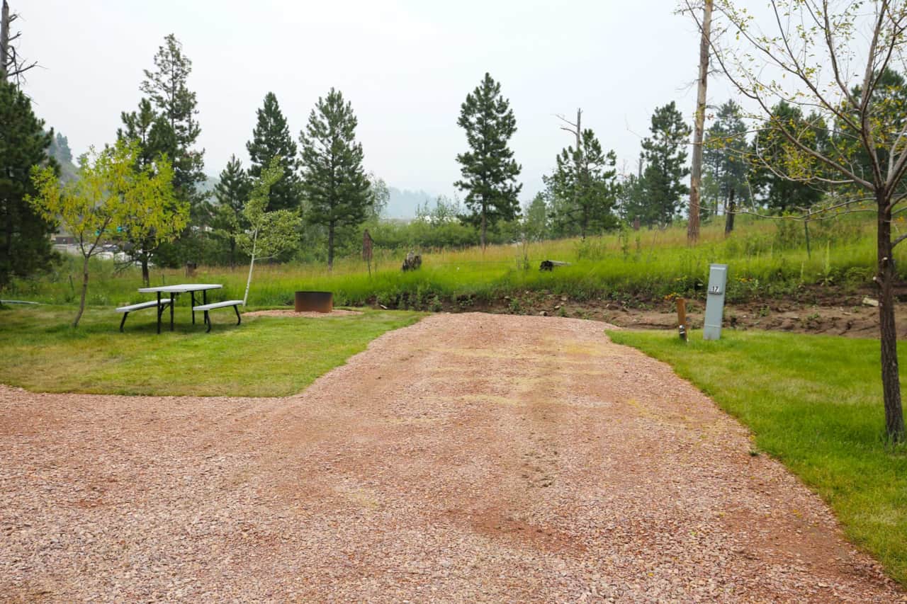 RV 17 back-in site with picnic table and firepit