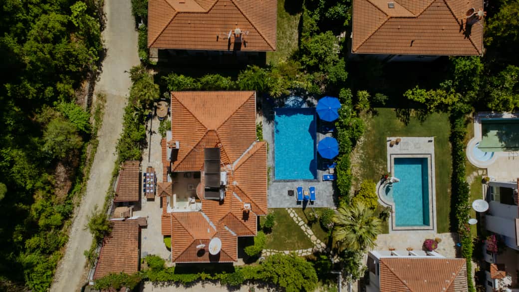 Pool drone view  of Villa Cecilia Göcek