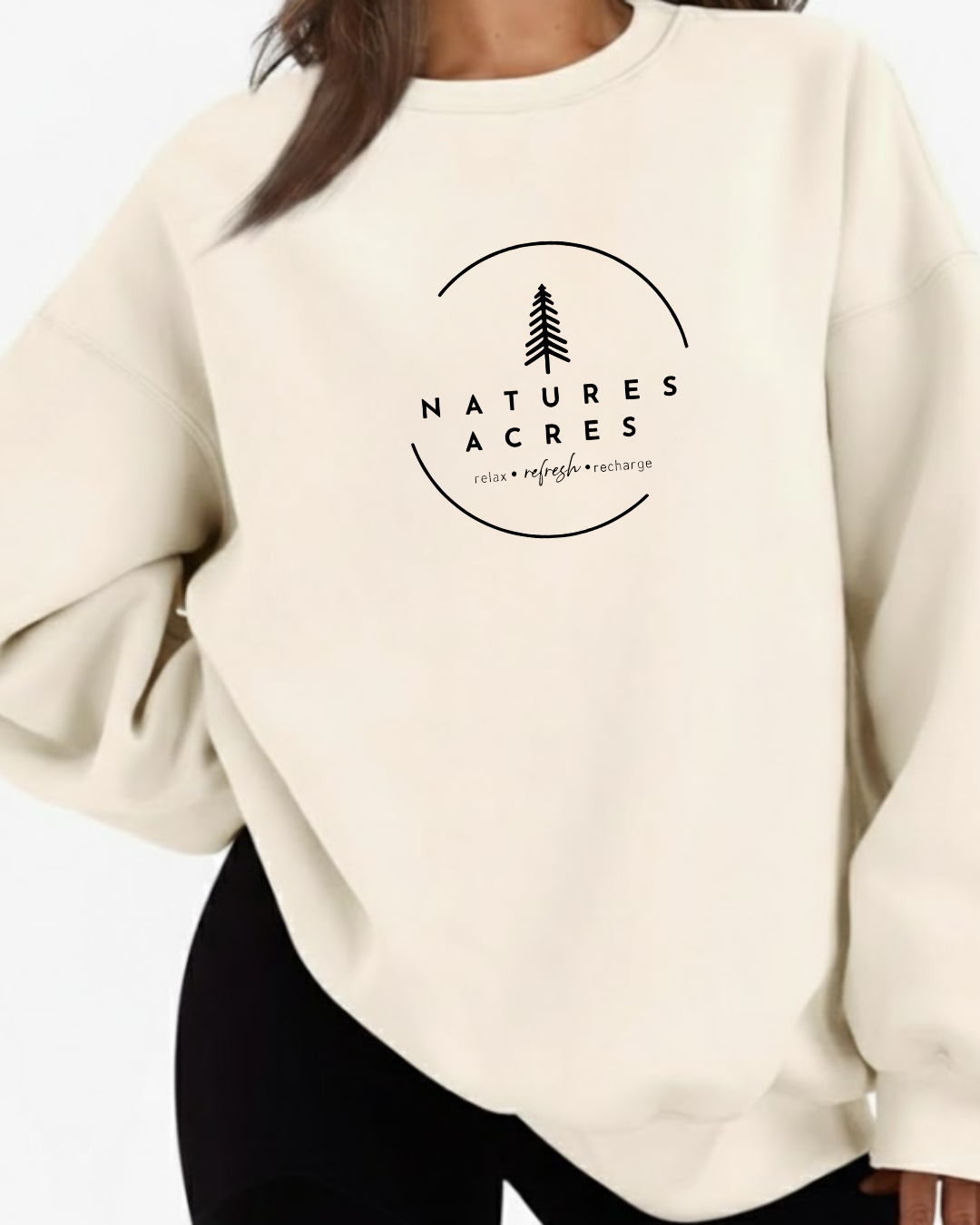100 percent cotton pullover jumper with Natures Acres logo