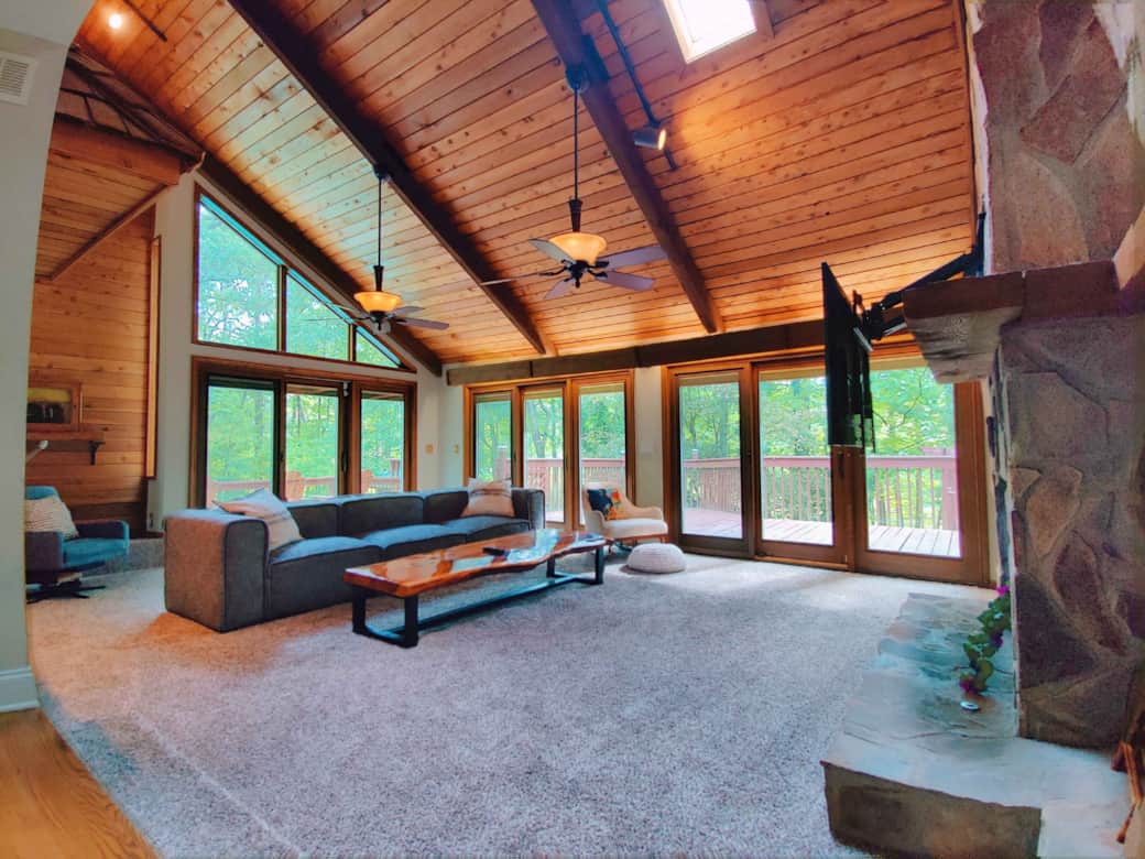 Vaulted Ceiling Living Room with a Tiki Bar Vaulted Ceiling Living Room with a Tiki Bar