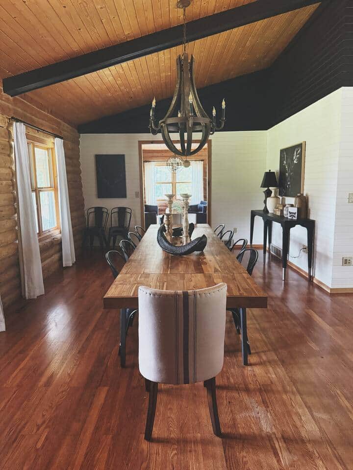 Extra long dining table seating up to 12!  Great for playing cards and board games as well!