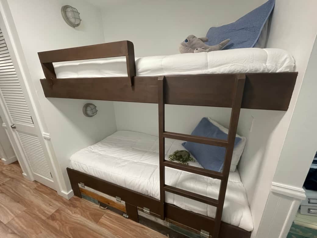 Fun hall bunks with lighting and electrical outlets