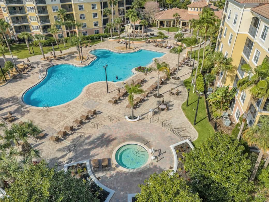 Outdoor heated pool and hot tub