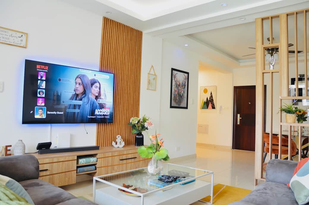 View from the your L- shaped sofa