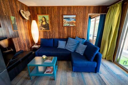 Lounge area with TV, DVD player with huge DVD collection.