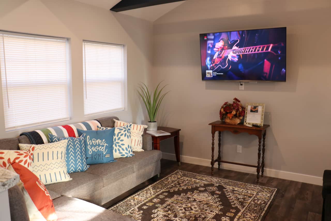 Living room area and Roku TV