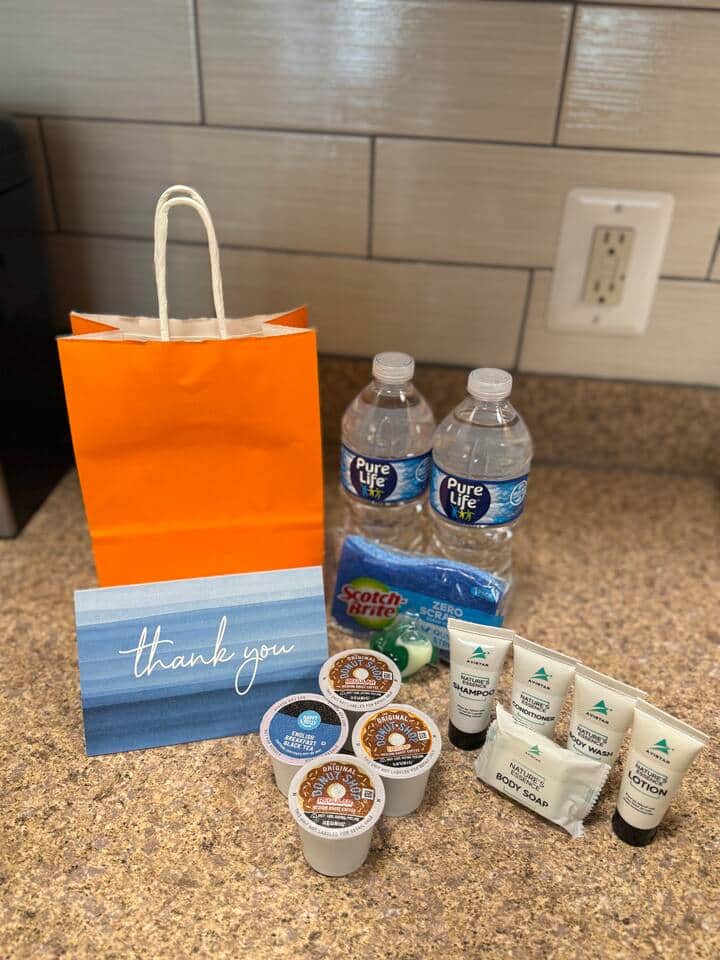 A thoughtful welcome with the essentials to start your stay off right. A thoughtful welcome with the essentials to start your stay off right.