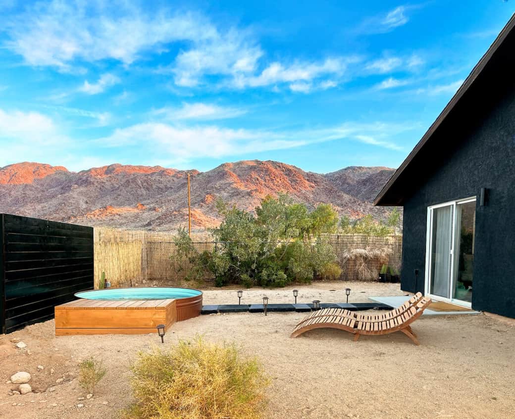 Swim, sun, and stargaze — relax in your private 8ft cowboy pool with panoramic desert mountain views, just steps from the master bedroom.