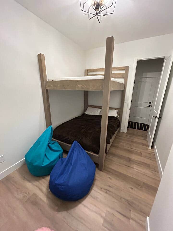 2 double bunks with bean bags to enjoy the smart TV