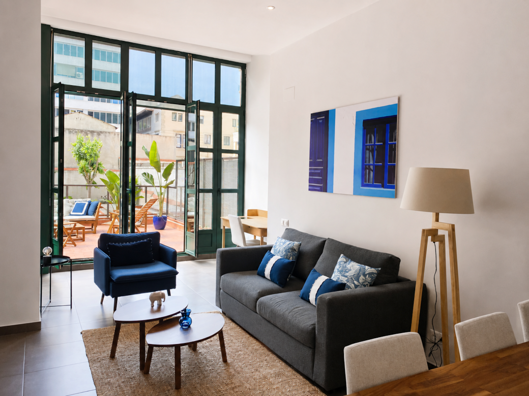 Barcelona eixample living room sofa