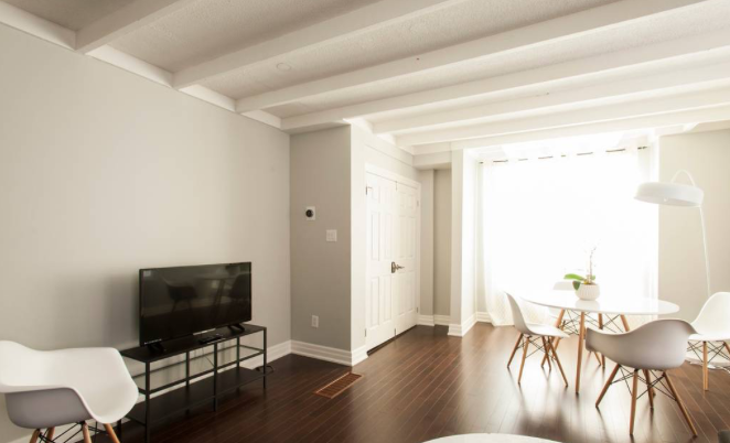 Spacious family-friendly Toronto rental living room near downtown