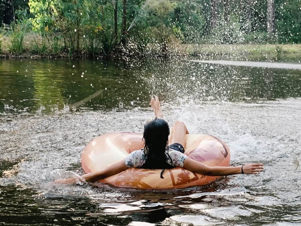 Splash around in the private spring fed swimming hole